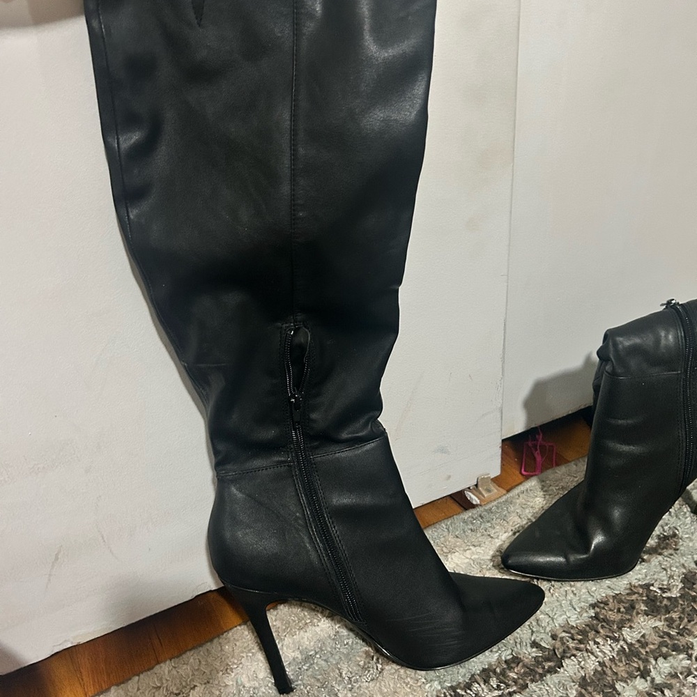 Charles by Charles David Black Leather Knee-High Boots